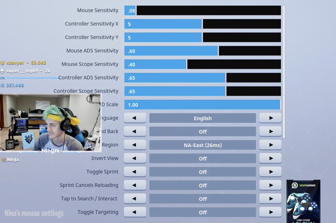 Ninja Fortnite Settings 2021 Settings, Sensitivity, Keybinds & Controls