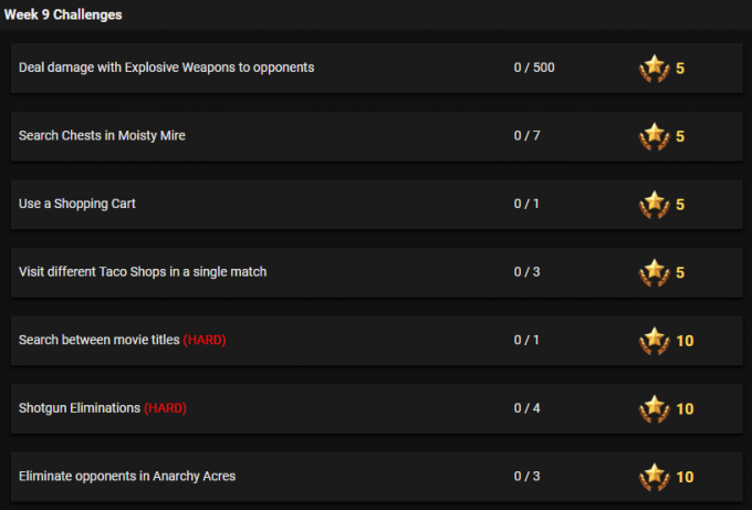 Fortnite S4 Week 9 Battle Pass Challenges Cheat Sheet