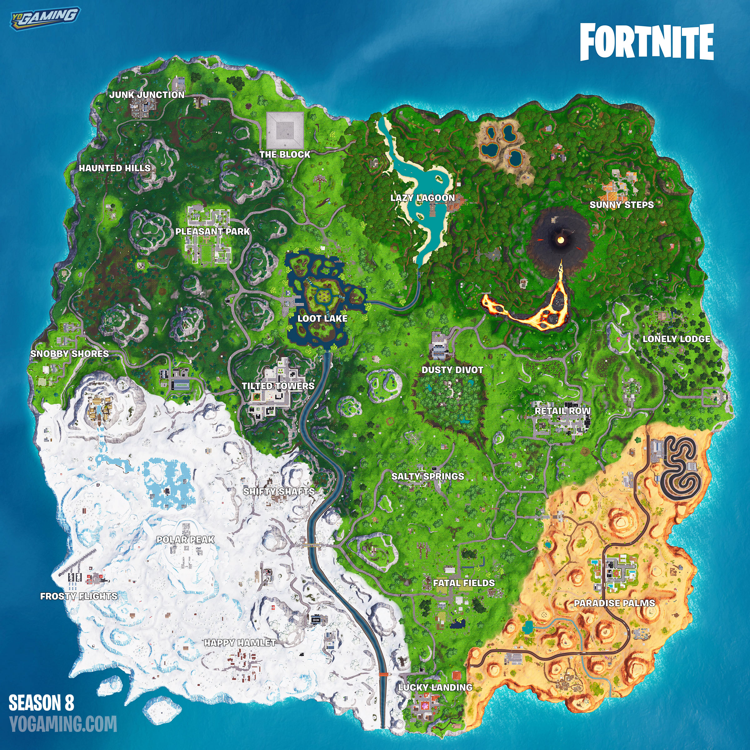 Fortnite Season 8 Map + Names – High Resolution Download ... - 2400 x 2400 jpeg 1774kB